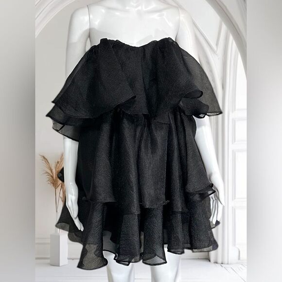 Altr'd State Green Sadie Layered Ruffle Strapless Party Cocktail Mini Dress NWT - Picture 2 of 8